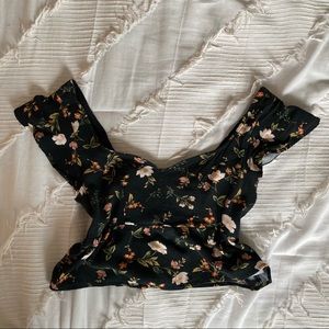 American Eagle floral ruffle crop top